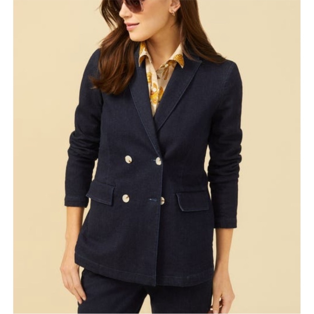 J.McLaughlin Double Breasted Ressie Denim Blazer Jacket Size 4